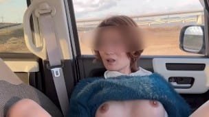 Big-breasted MILF doing her first outdoor erotic activity while licking her own pussy juice