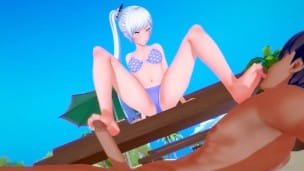 RWBY – Sex with Weiss Schnee – Hentai – Footjob Blowjob